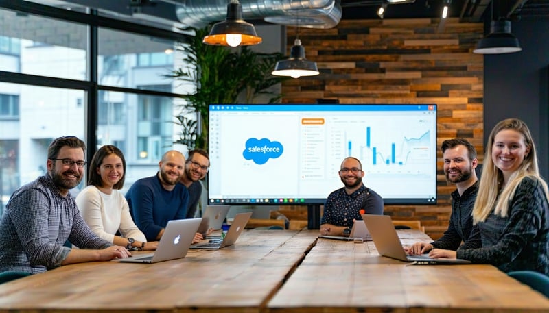Team of professionals working on Salesforce and HubSpot implementation